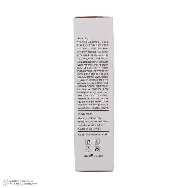 کرم ضدآفتاب بیرنگ ویتابلا +SPF50 مدل 001 مناسب انواع پوست، حجم 40 میلیلیتر 101631363