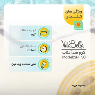 کرم ضدآفتاب بی‌رنگ ویتابلا +SPF50 مدل 001 مناسب انواع پوست، حجم 40 میلی‌لیتر 101631348