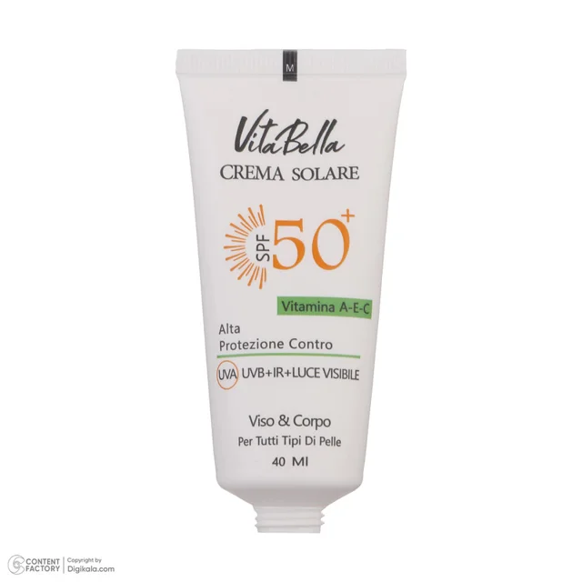 کرم ضدآفتاب بیرنگ ویتابلا +SPF50 مدل 001 مناسب انواع پوست، حجم 40 میلیلیتر 101631362