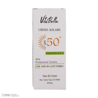 کرم ضدآفتاب بی‌رنگ ویتابلا +SPF50 مدل 001 مناسب انواع پوست، حجم 40 میلی‌لیتر 101631347