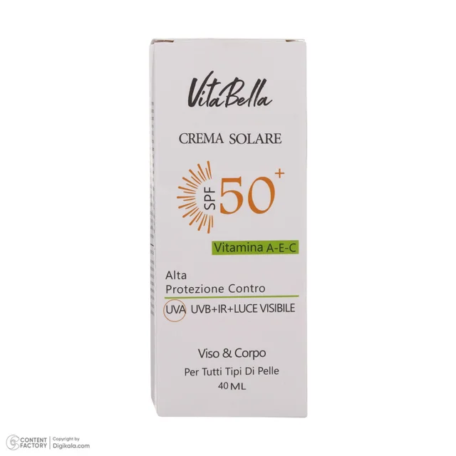 کرم ضدآفتاب بیرنگ ویتابلا +SPF50 مدل 001 مناسب انواع پوست، حجم 40 میلیلیتر 101631347
